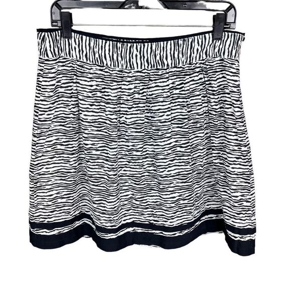 LOFT Ann Taylor Mini Skirt Zebra Print Black White Pleated Side Zipper Lined 6 - Picture 1 of 12